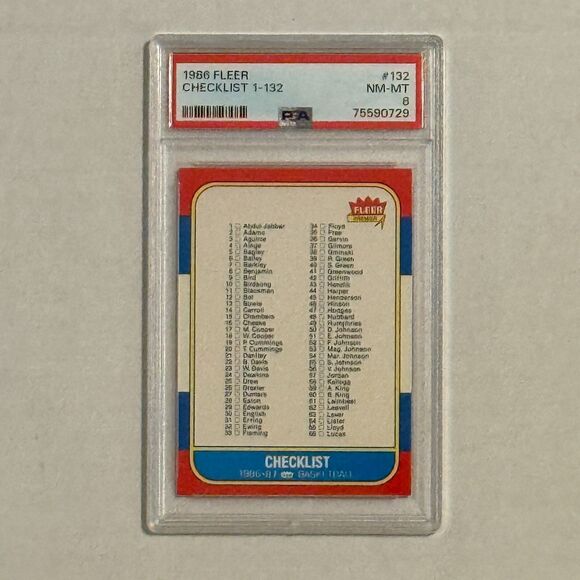1986-87 FLEER BASKETBALL COMPLETE SET 1-132 11 stickers PSA Jordan Barkley Magic - Picture 16 of 16